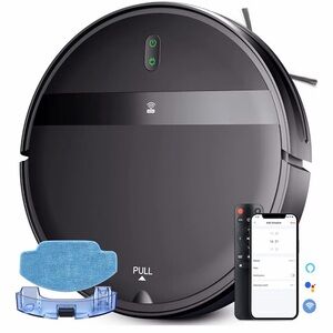 Black Robotic Vacuum Cleaner with Remote